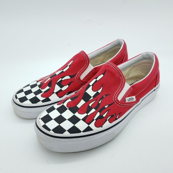 Vans Red Flame Checkered Slip-On Sneakers - Picture 1 of 8